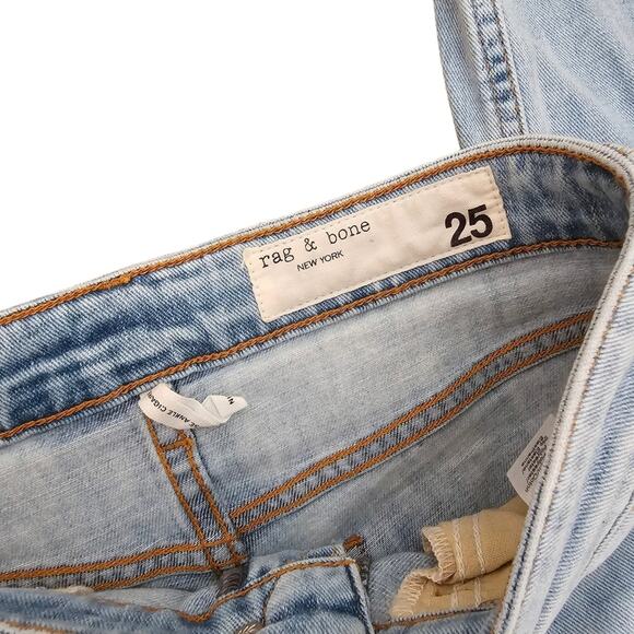 Rag & Bone Nina High-Rise Ankle Cigarette Jeans in Jade with Holes Light Wash 25 - Picture 4 of 8